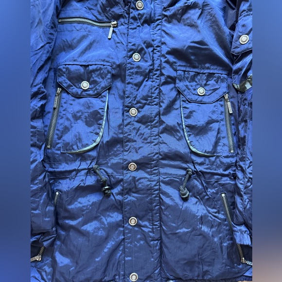 Vintage OSSI Skiwear  Men’s  Blue Jacket Coat Size L 100% Nylon Pockets Lined - Picture 3 of 15